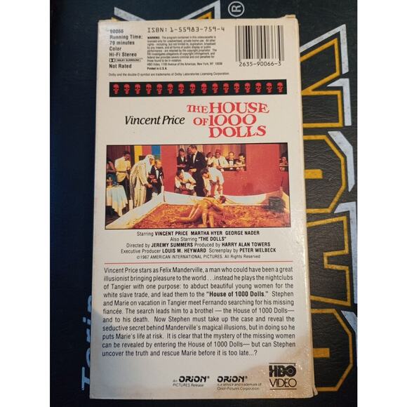 House Of 1000 Dolls VHS Vincent Price Classic Macabre Horror Orion HBO Video - Picture 2 of 2